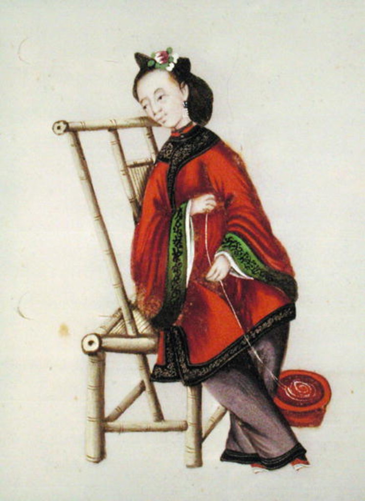 Detail of Woman Spinning, Qianlong Period by School Chinese