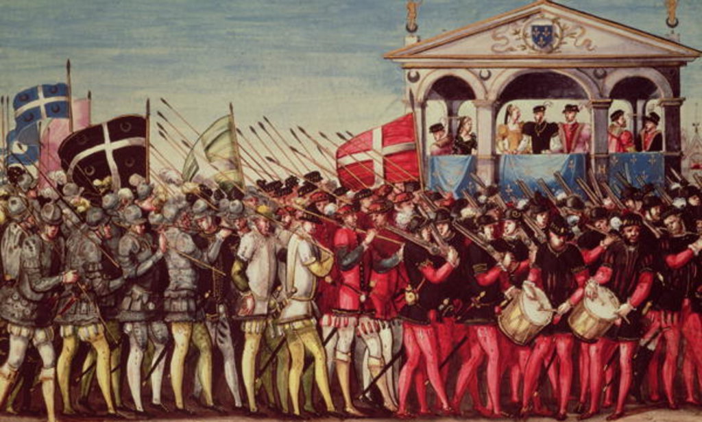 Detail of The Cortege of Drummers and Soldiers at the Royal Entry Festival of Henri II into Rouen, 1st October 1550 by French School
