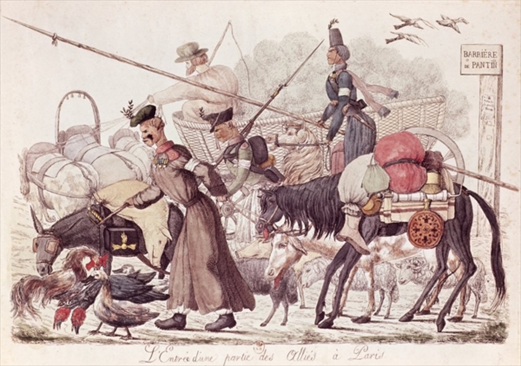 Detail of Caricature depicting the Entry into Paris of a Part of the Allied Troops, 1814 by French School