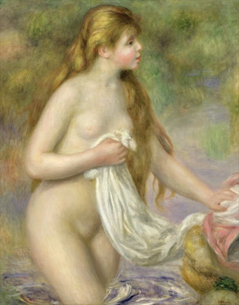 Detail of Bather with Long Hair, c.1895 by Pierre Auguste Renoir