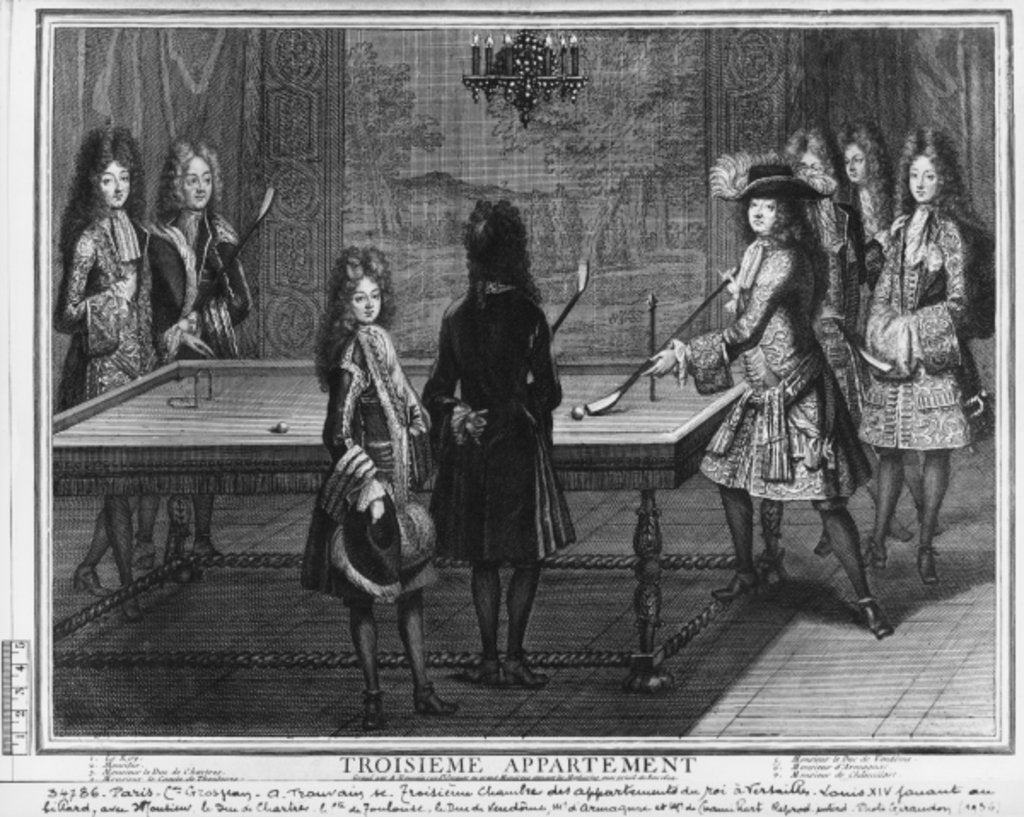 Detail of Louis XIV playing billiards by Antoine Trouvain