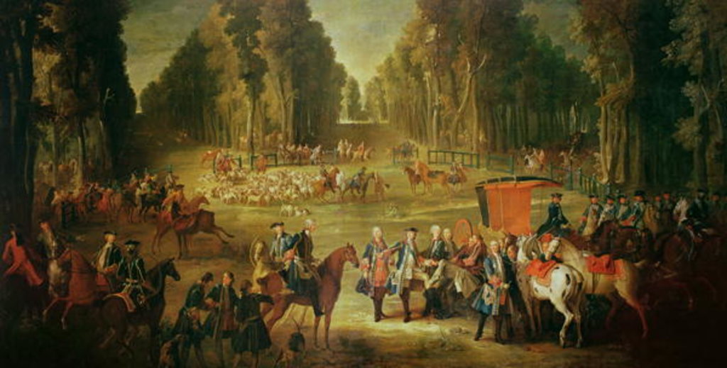 Detail of Meeting for the Puits-du-Roi Hunt at Compiegne by Jean-Baptiste Oudry