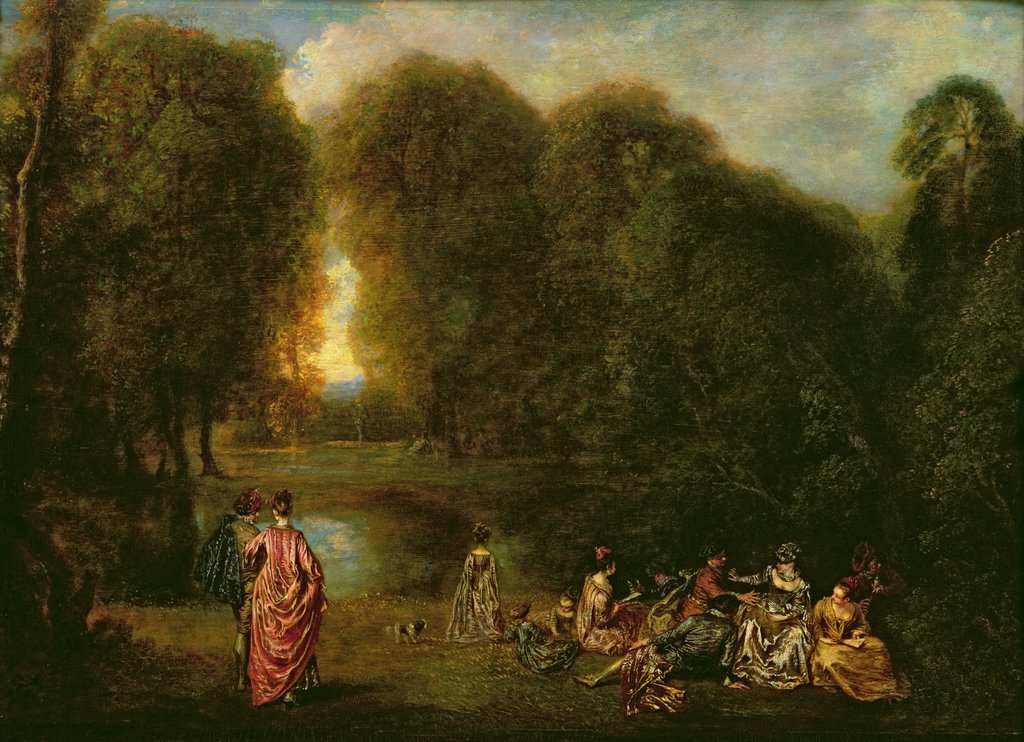 Detail of A Meeting in a Park by Jean Antoine Watteau