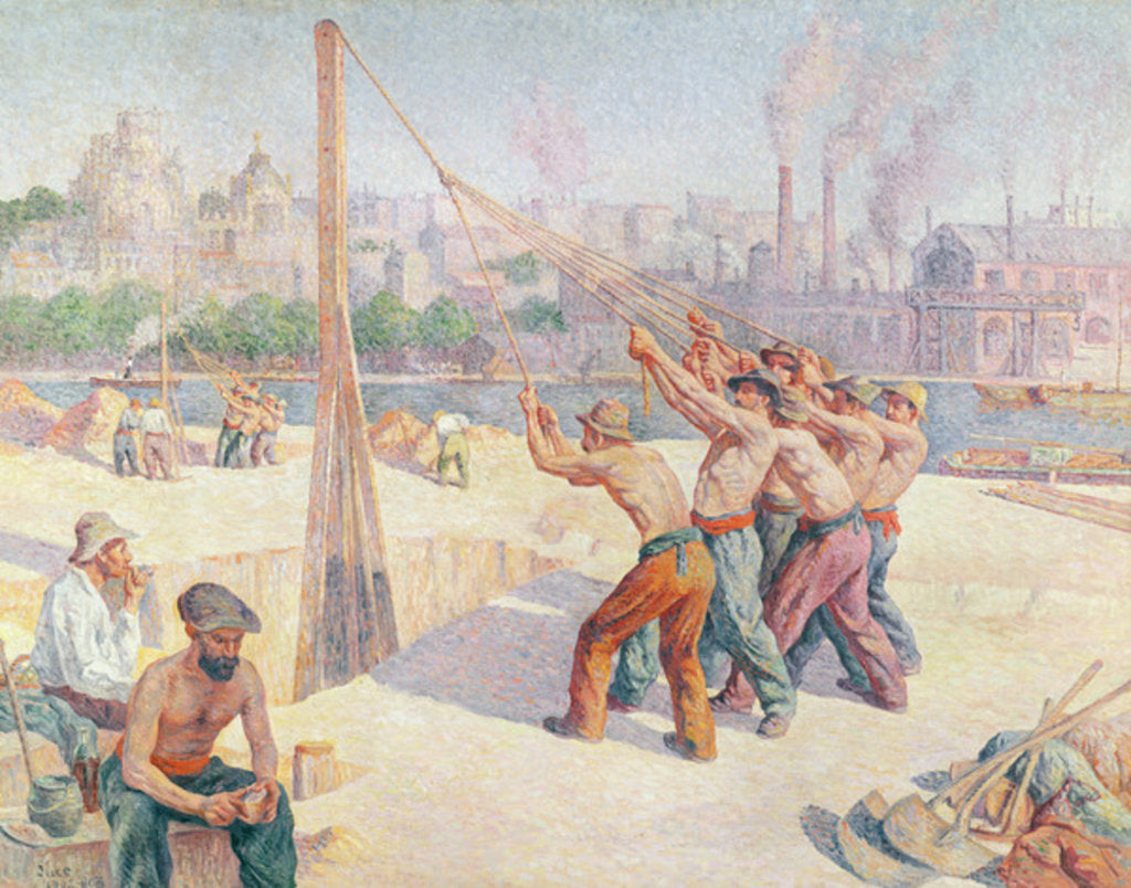 Detail of Workers on the Quai de la Seine at Billancourt, 1902-3 by Maximilien Luce