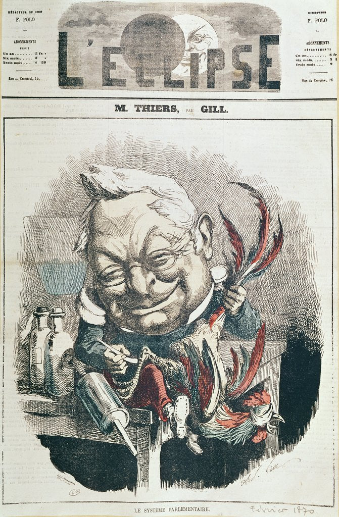 Detail of Caricature of Adolphe Thiers from 'L'Eclipse', February 1870 by Andre Gill