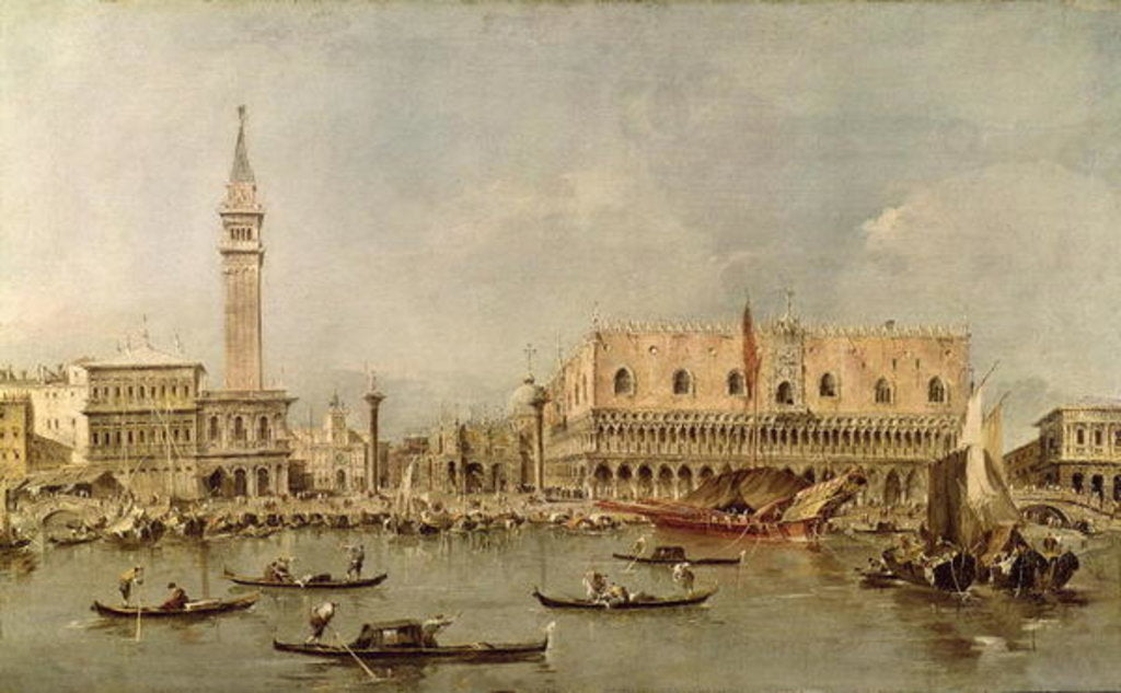 Detail of The Piazzetta and the Palazzo Ducale from the Basin of San Marco by Francesco Guardi