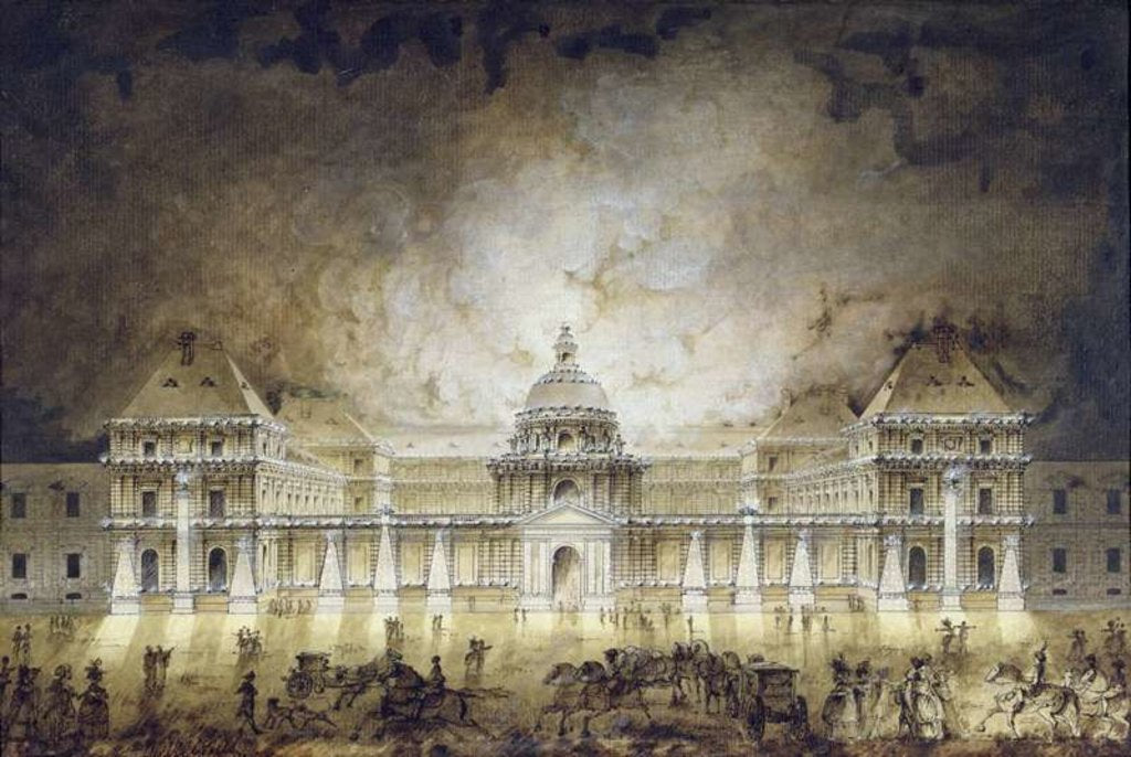 Detail of The Luxembourg Palace Illuminated for the Fete du Roi in 1780 by Jean Baptiste Marechal