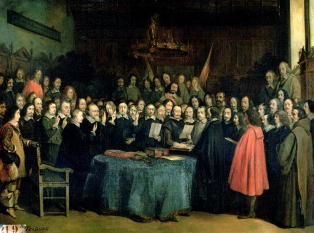 Detail of The Swearing of the Oath of Ratification of the Treaty of Munster, 15th May 1648, c.1837 by Claude Jacquand