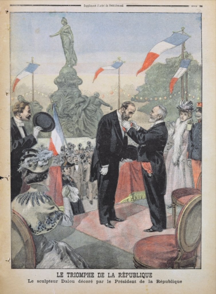 Detail of Jules Dalou being awarded with the medal of the Legion of Honour by Emile Loubet from 'Le Petit Journal', 4th December 1899 by Oswaldo Tofani
