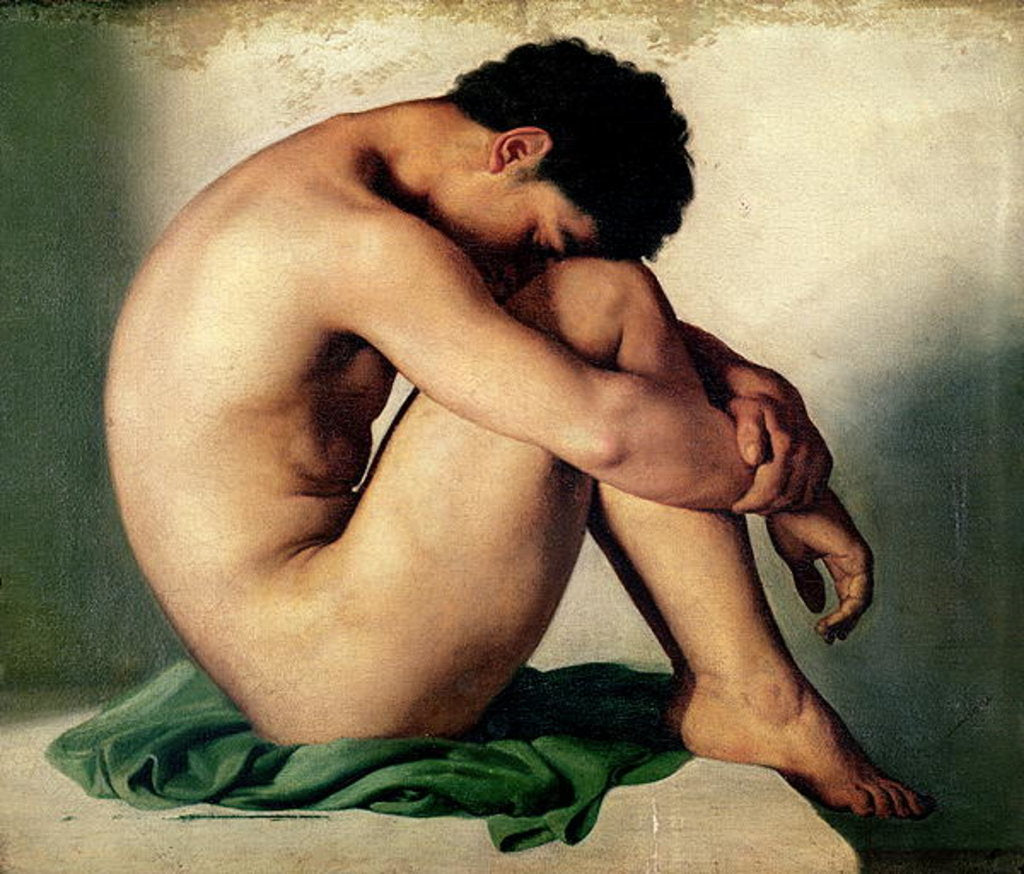 Detail of Study of a Nude Young Man, 1836 by Hippolyte Flandrin