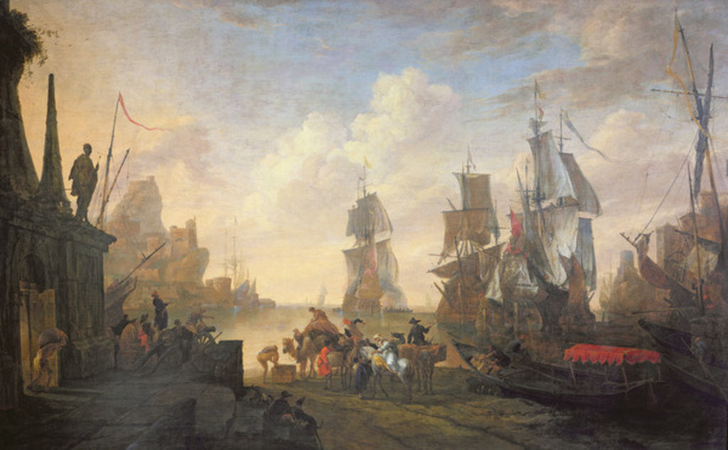Detail of View of a Port in the Levant, 1670 by Hendrik van Minderhout