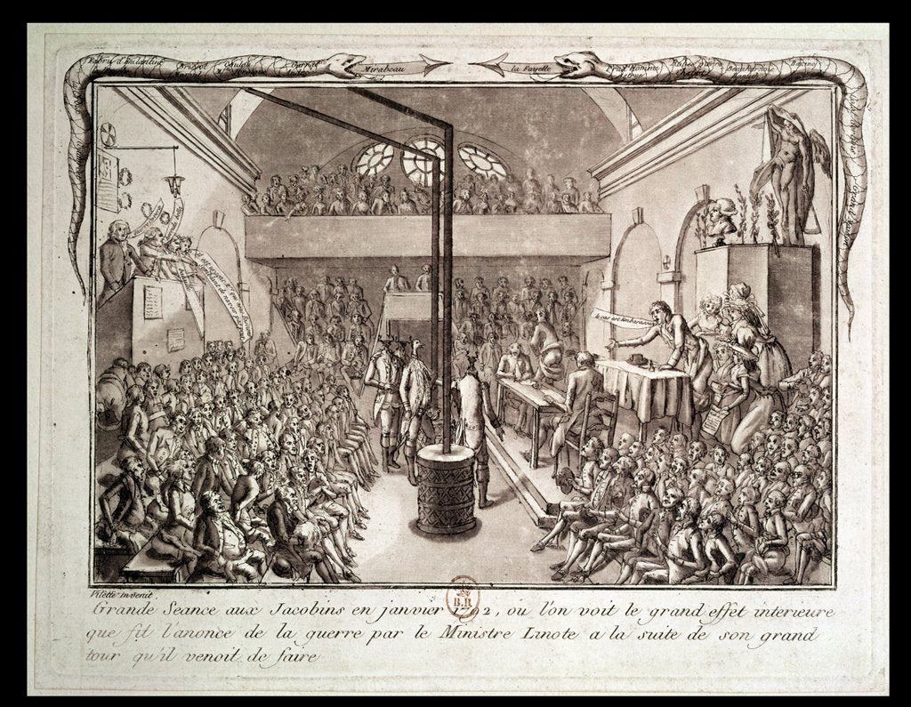 Detail of Meeting of the Jacobin Club, January 1792 by Vilette