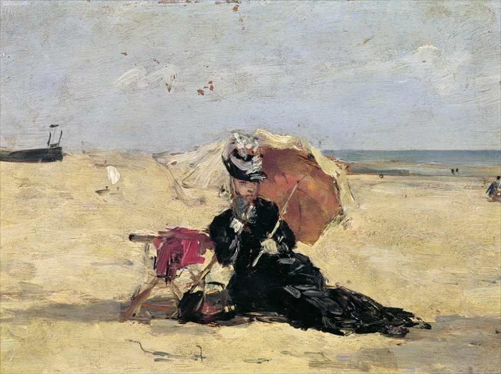 Detail of Woman with a Parasol on the Beach, 1880 by Eugene Louis Boudin