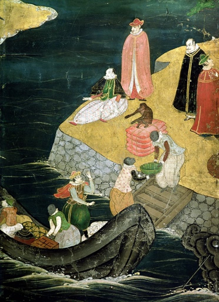 Detail of The Arrival of the Portuguese in Japan by School Japanese