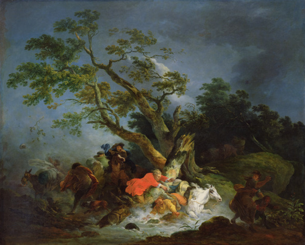 Detail of Travellers Caught in a Storm, c.1770 by Philip James de (1740-1812) Loutherbourg