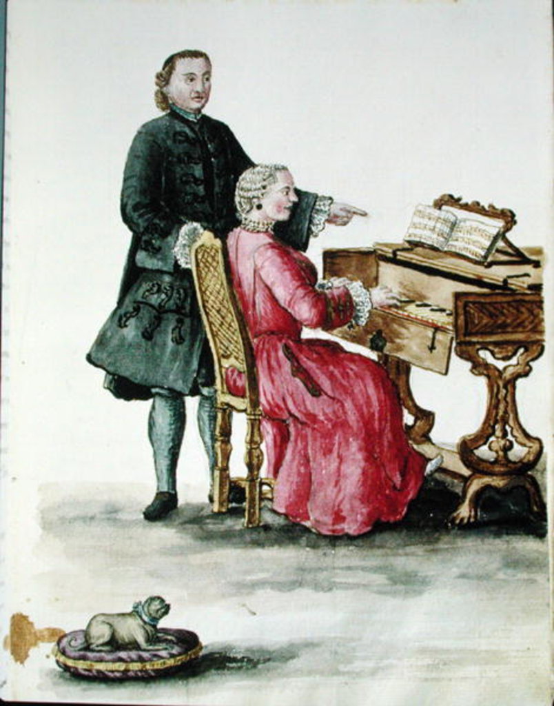 Detail of A Singer at the Clavichord with her Teacher by Jan van Grevenbroeck
