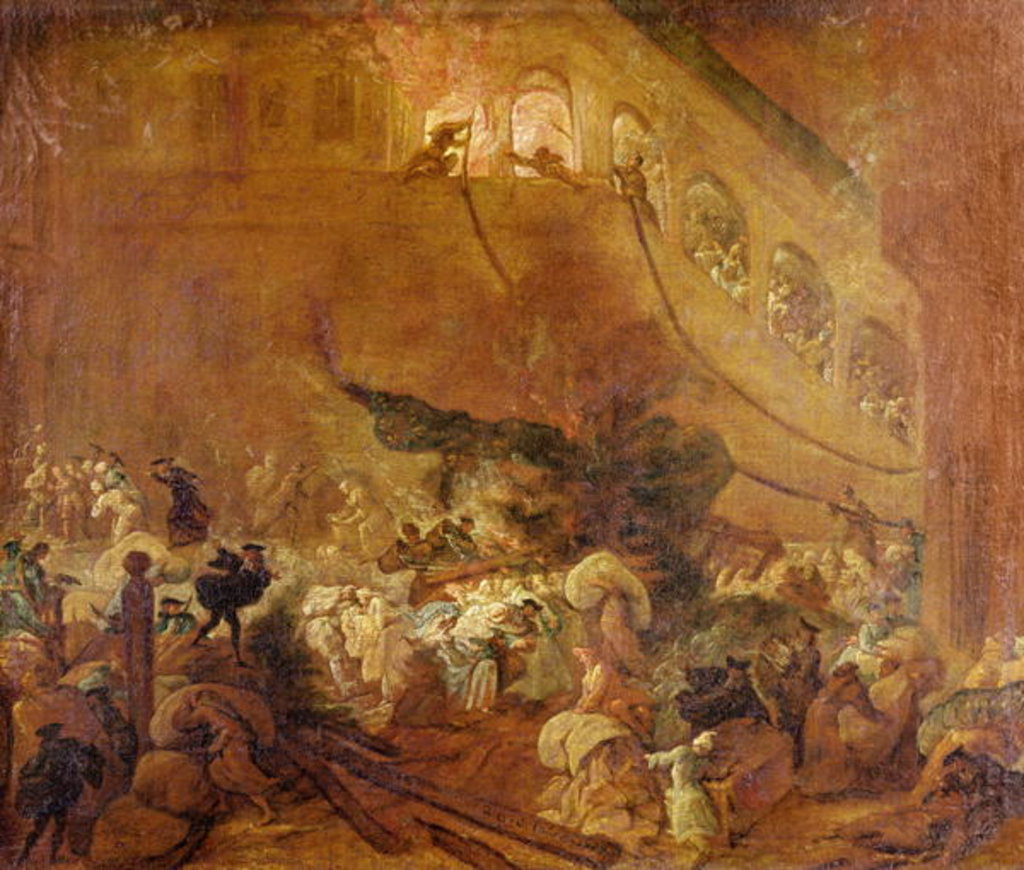 Detail of Fire at the Chambre des Comptes by French School