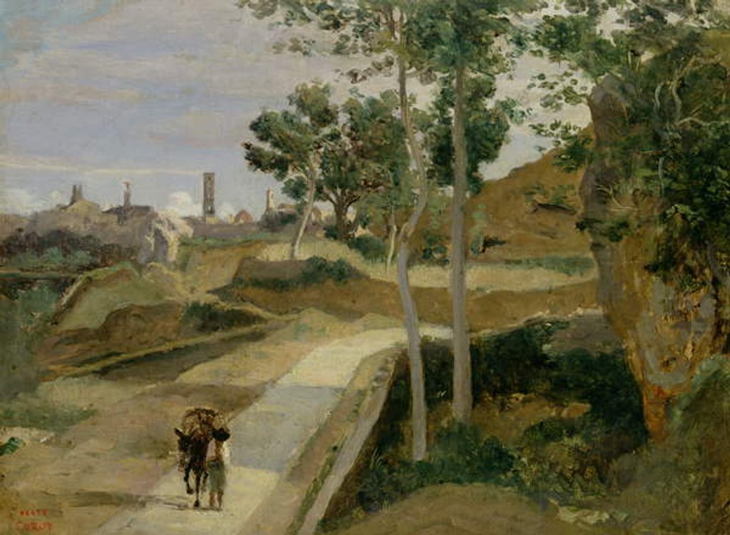 Detail of Road from Volterra by Jean Baptiste Camille Corot