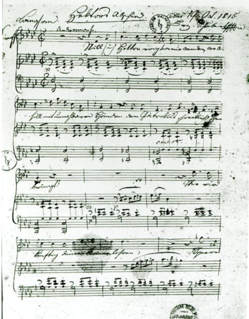 Detail of Autograph score for the lied 'Hektors Abschied' by Franz Schubert poem by Freidrich von Schiller 1815 by Anonymous