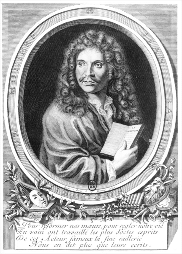 Detail of Portrait of Moliere by Nicolas Habert
