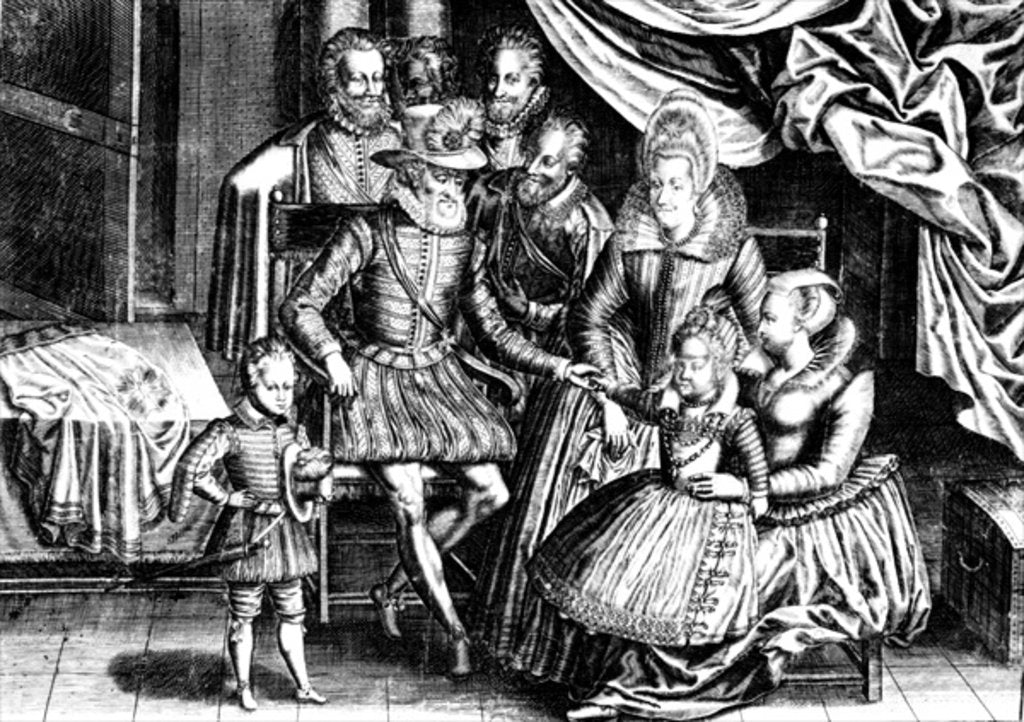 Detail of Henri IV King of France with his Family and his Councillors by French School