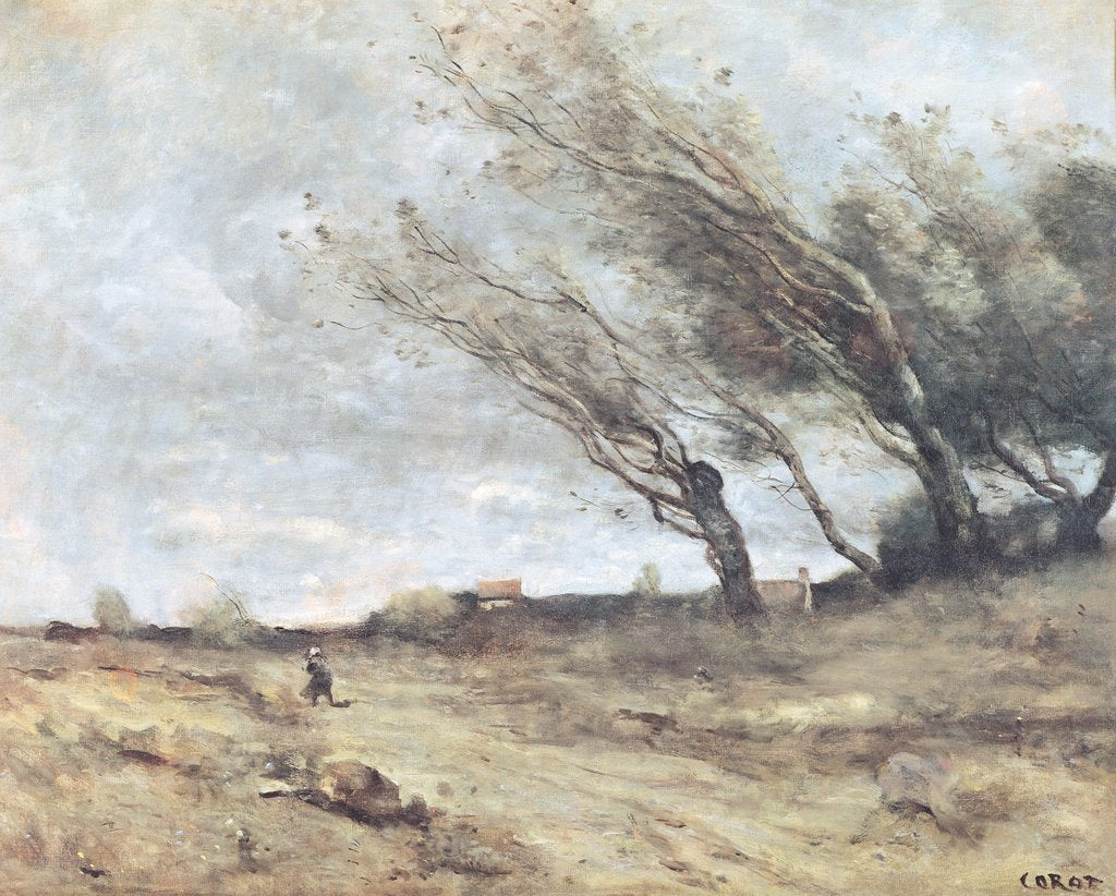 Detail of The Gust of Wind, c.1865-70 by Jean Baptiste Camille Corot