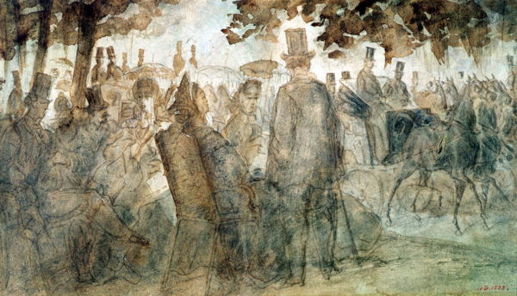 Detail of Carriages and Promenaders on the Avenue des Champs-Elysses by Constantin Guys