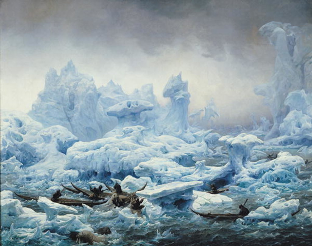 Detail of Fishing for Walrus in the Arctic Ocean, 1841 by Francois Auguste Biard