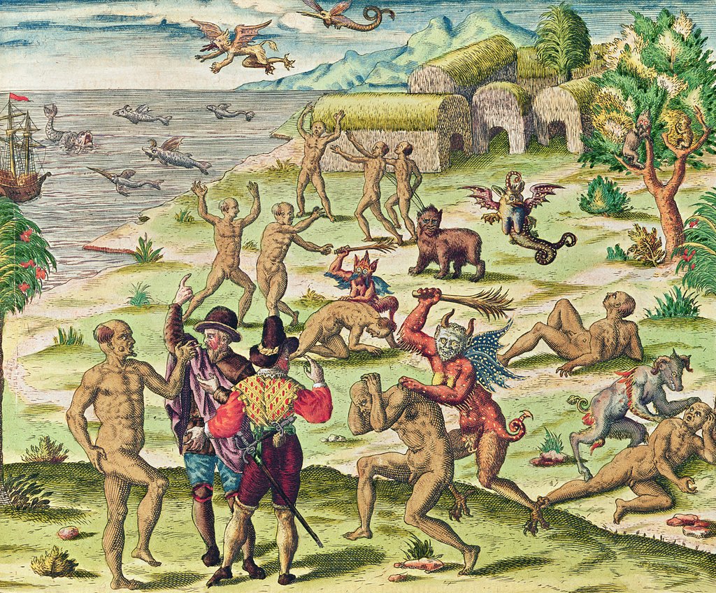 Detail of Cacodemon attacking the savages by Theodor de Bry