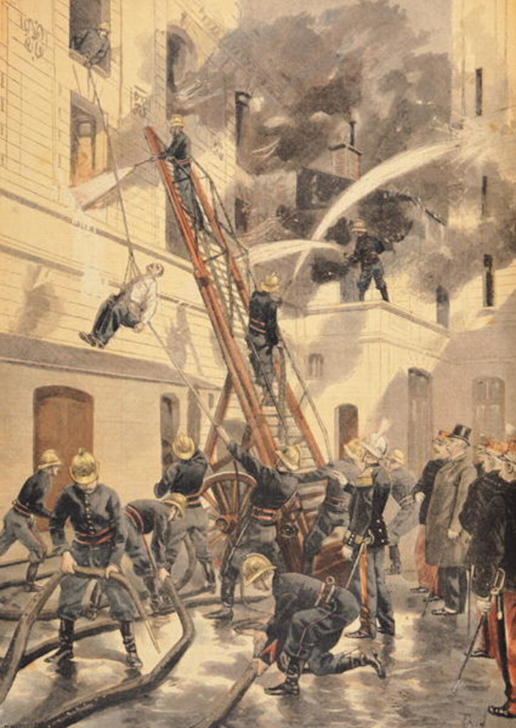 Detail of Felix Faure with the firemen by F.L. & Tofani Oswaldo Meaulle