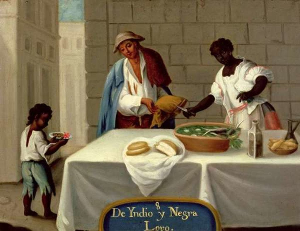 Detail of An American Indian Man and his Negro Wife by Mexican School