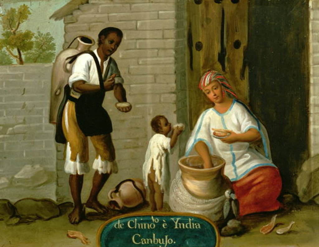 Detail of A Chinese Man and his American Indian Wife by Mexican School
