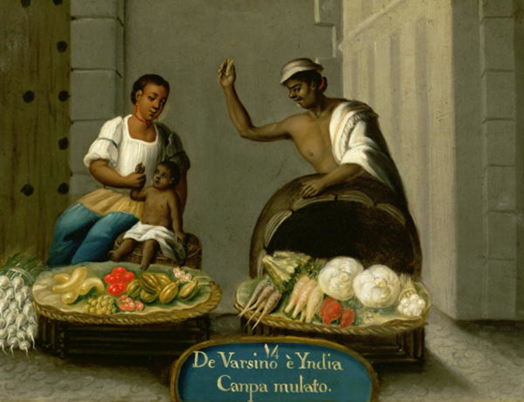 Detail of A Man from Varsino and his American Indian Wife by Mexican School