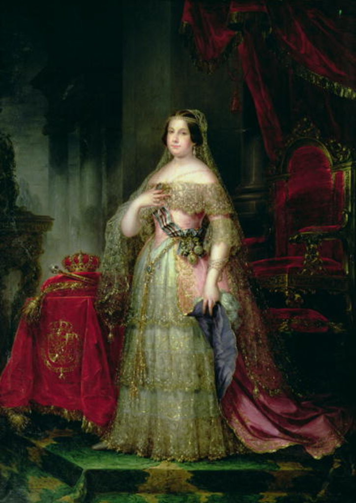 Detail of Queen Isabella II of Spain, 19th century by Jose Gutierrez de la Vega