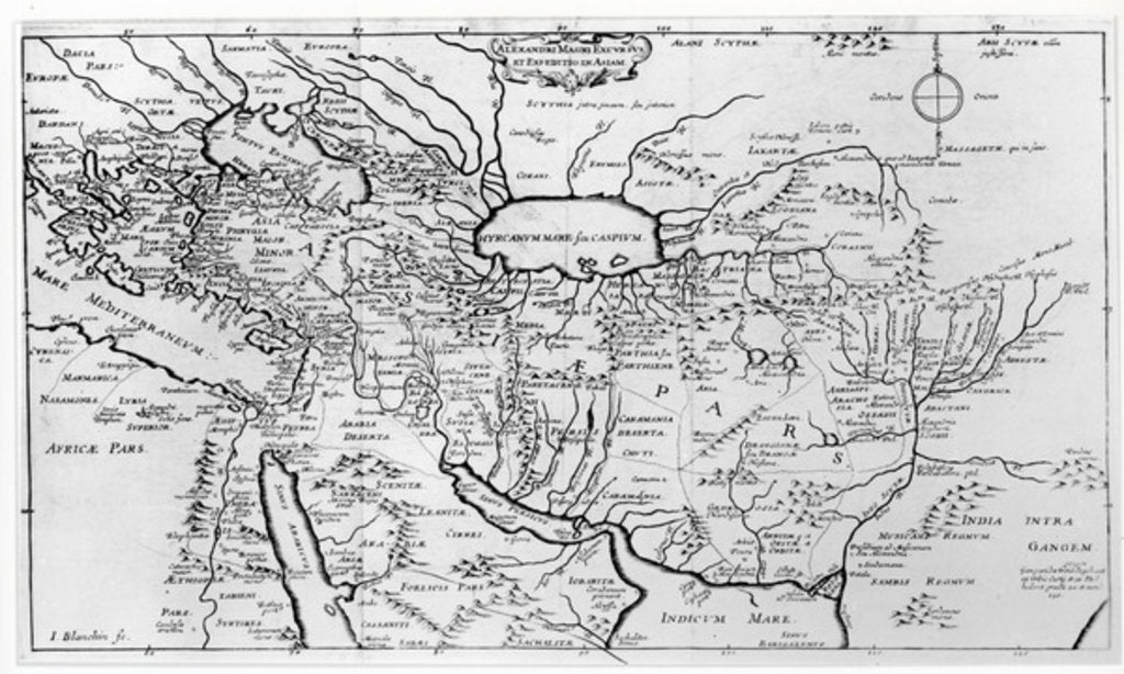 Detail of Map of the Travels and the Expeditions of Alexander the Great in Asia by Jean Blanchin
