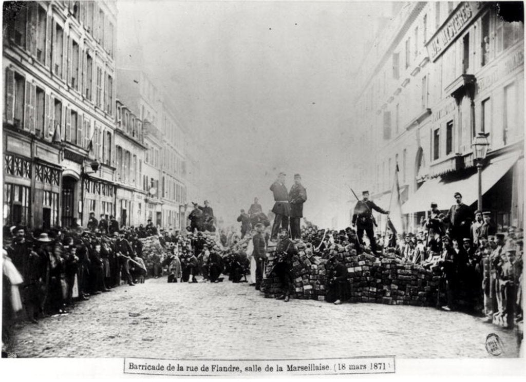 Detail of Barricade in the Rue de Flandre, during the Commune of Paris, 18th March 1871 by French Photographer