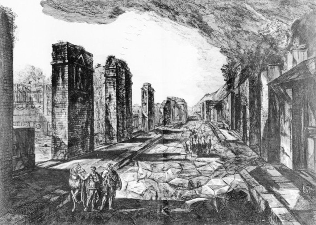 Detail of View of the Tavern of Pompeii with the Priapus Shop Sign by Giovanni Battista Piranesi