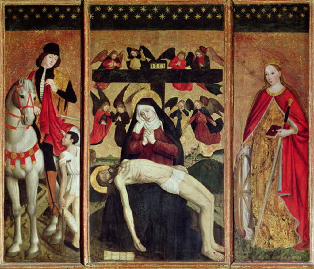 Detail of Triptych depicting Pieta between St. Martin and St. Catherine, 1475 by Ludovico Brea