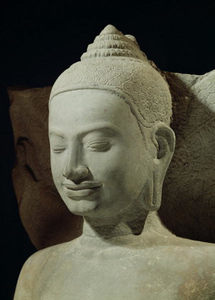 Detail of Buddha in Meditation on the Naga King, Mucilinda by Cambodian Cambodian