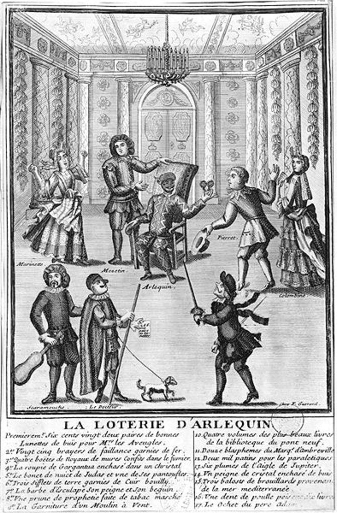 Detail of Harlequin's Lottery by French School