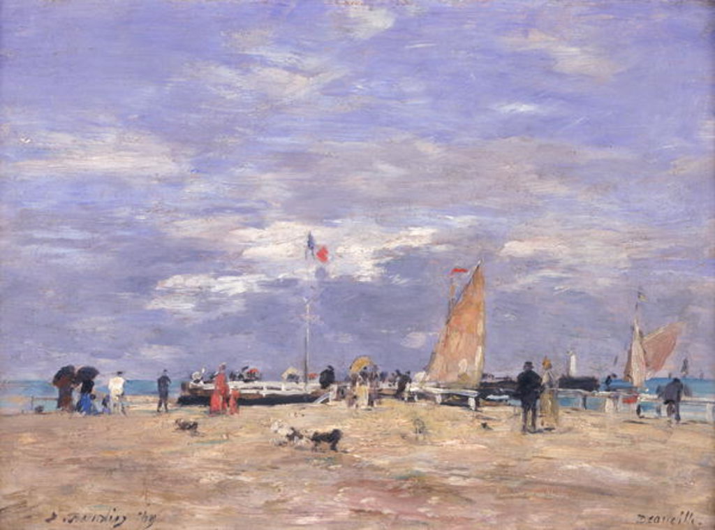 Detail of The Jetty at Deauville, 1869 by Eugene Louis Boudin