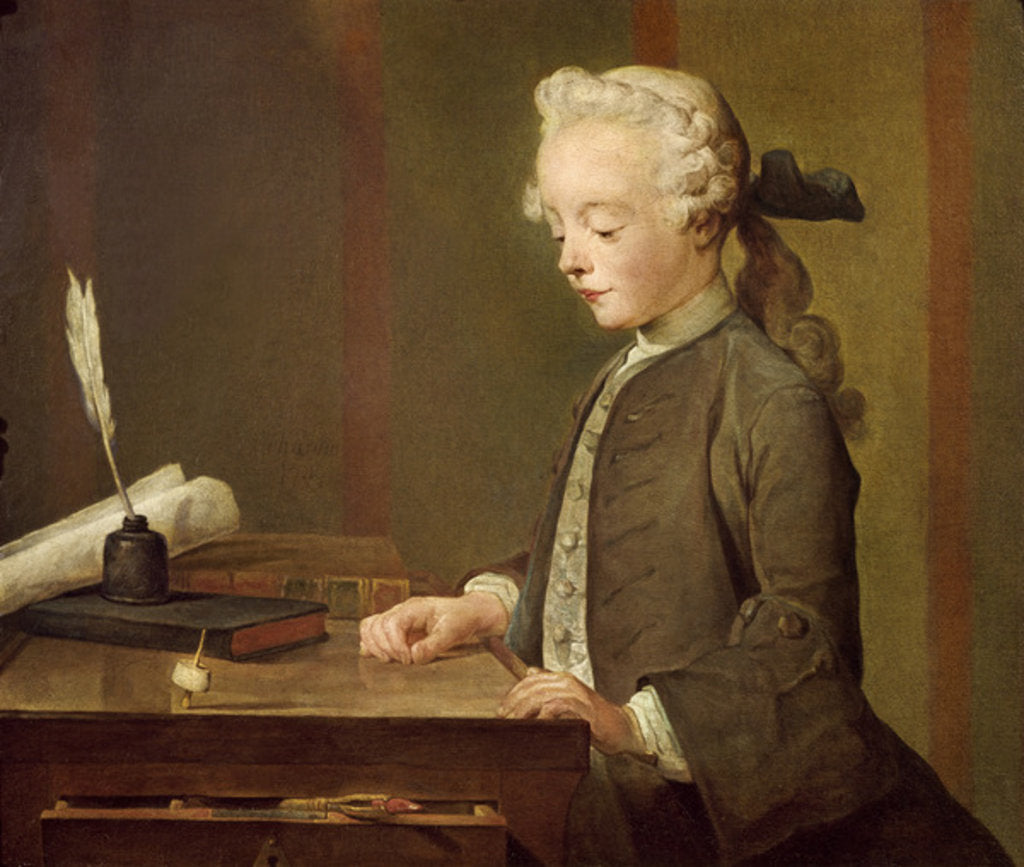 Detail of The Child with a Teetotum, Portrait of Auguste-Gabriel Godefroy 1741 by Jean-Baptiste Simeon Chardin