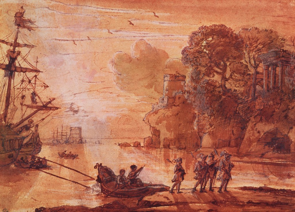 Detail of The Disembarkation of Warriors in a Port, possibly Aeneas in Latium, 1660-65 by Claude Lorrain