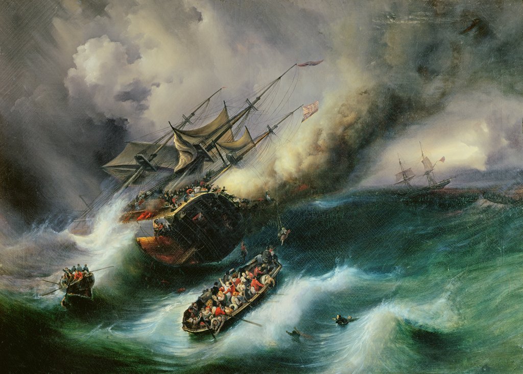 Detail of Study for The Burning of the 'Kent' in 1825 by Jean Antoine Theodore Gudin