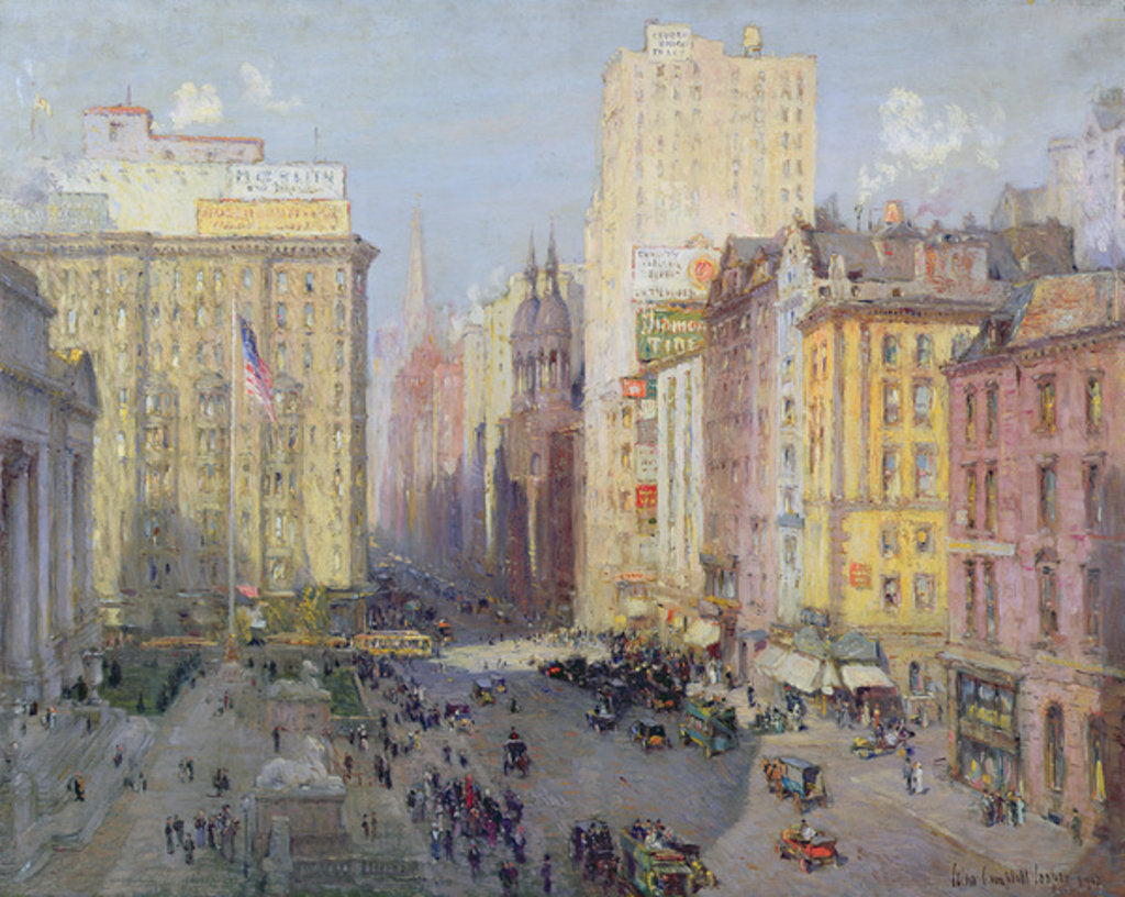 Detail of Fifth Avenue, New York, 1913 by Colin Campbell Cooper