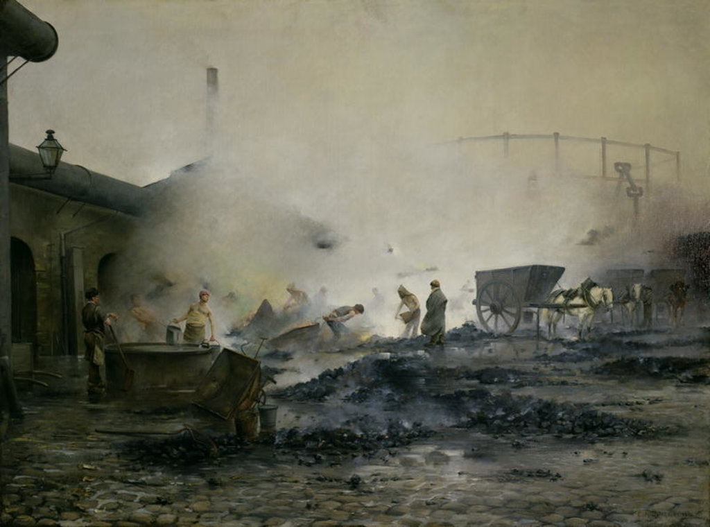 Detail of The Gas Factory at Courcelles, 1884 by Ernest Jean Delahaye