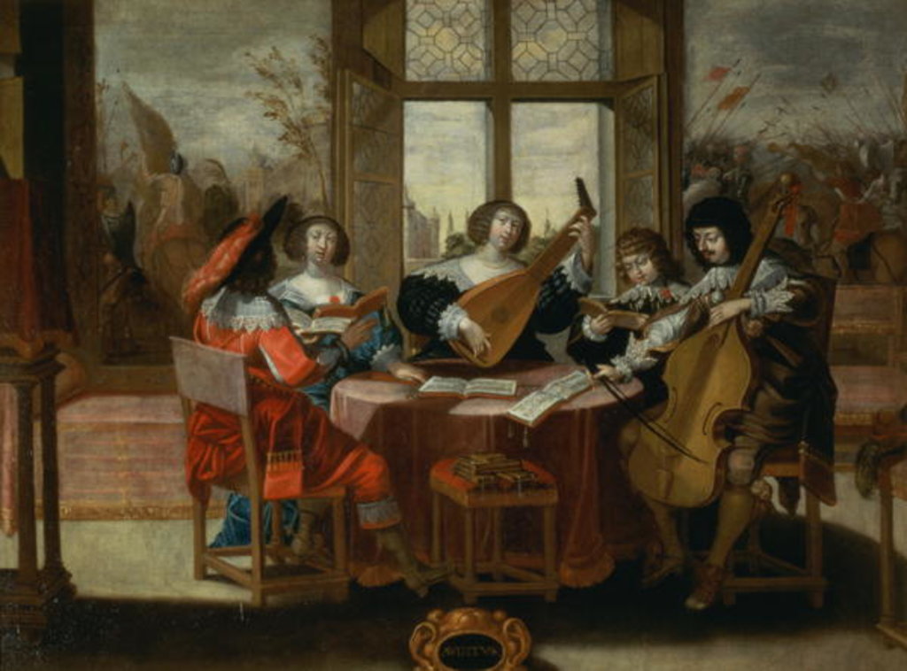 Detail of The Five Senses - Hearing by Abraham (after) Bosse