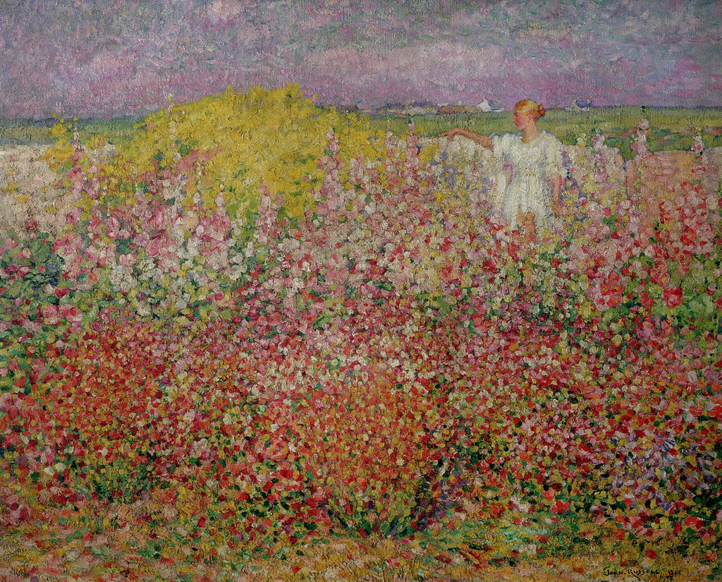 Detail of Mrs. Russell Amongst the Flowers at Belle Isle, 1927 by John Peter Russell