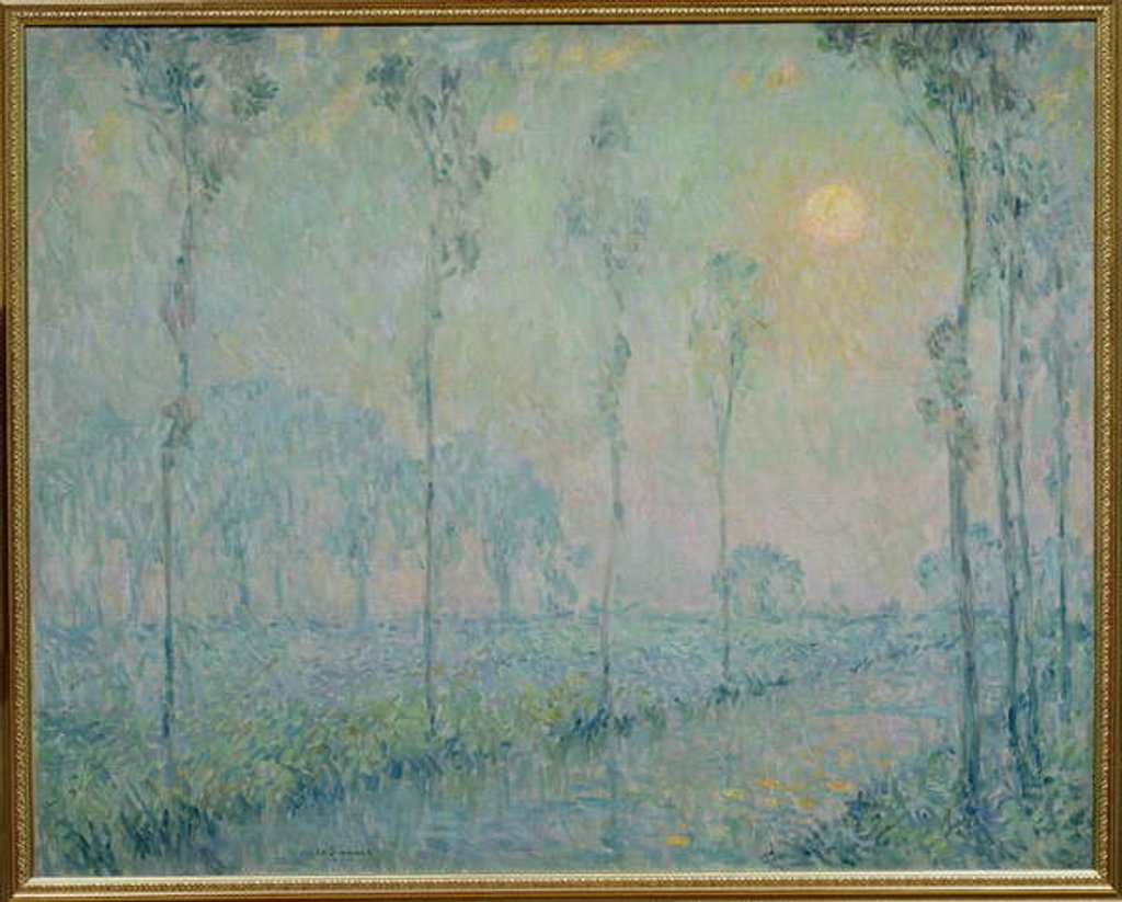 Detail of The stream at sunset, 1923 by Henri Eugene Augustin Le Sidaner