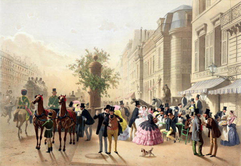 Detail of Boulevard des Italiens by Eugene Charles Francois Guerard